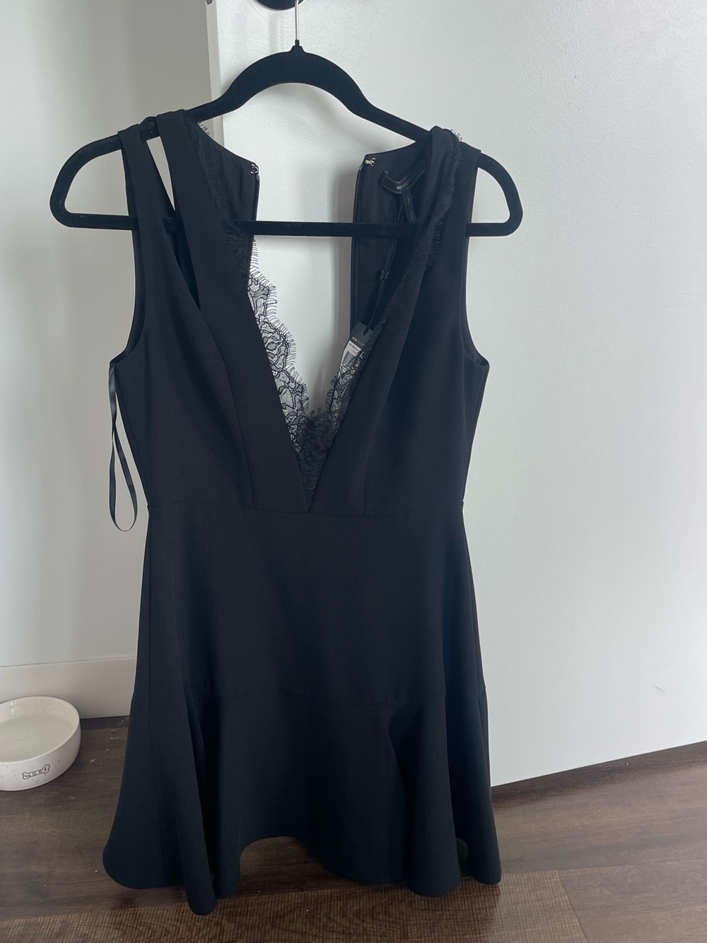 Black Lace-Trim V-Neck Sleeveless Dress